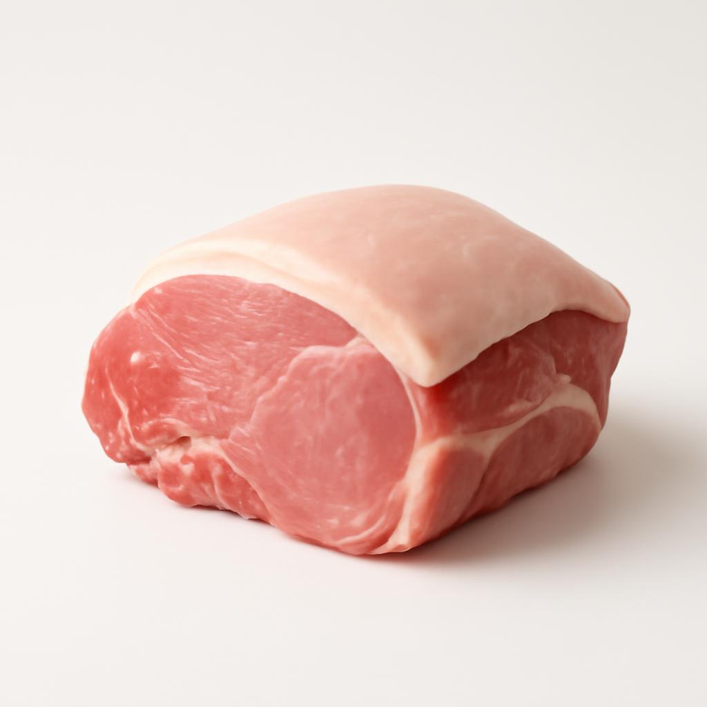 Carne de cerdo de capa blanca, cabezada, partes grasa y magra, crudo