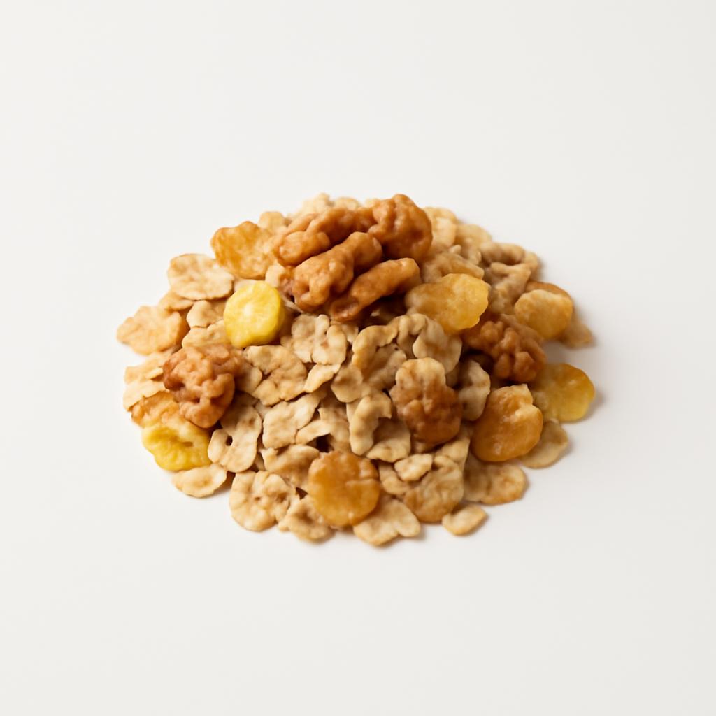 Cereales desayuno base de trigo, avena, maíz, miel y nueces