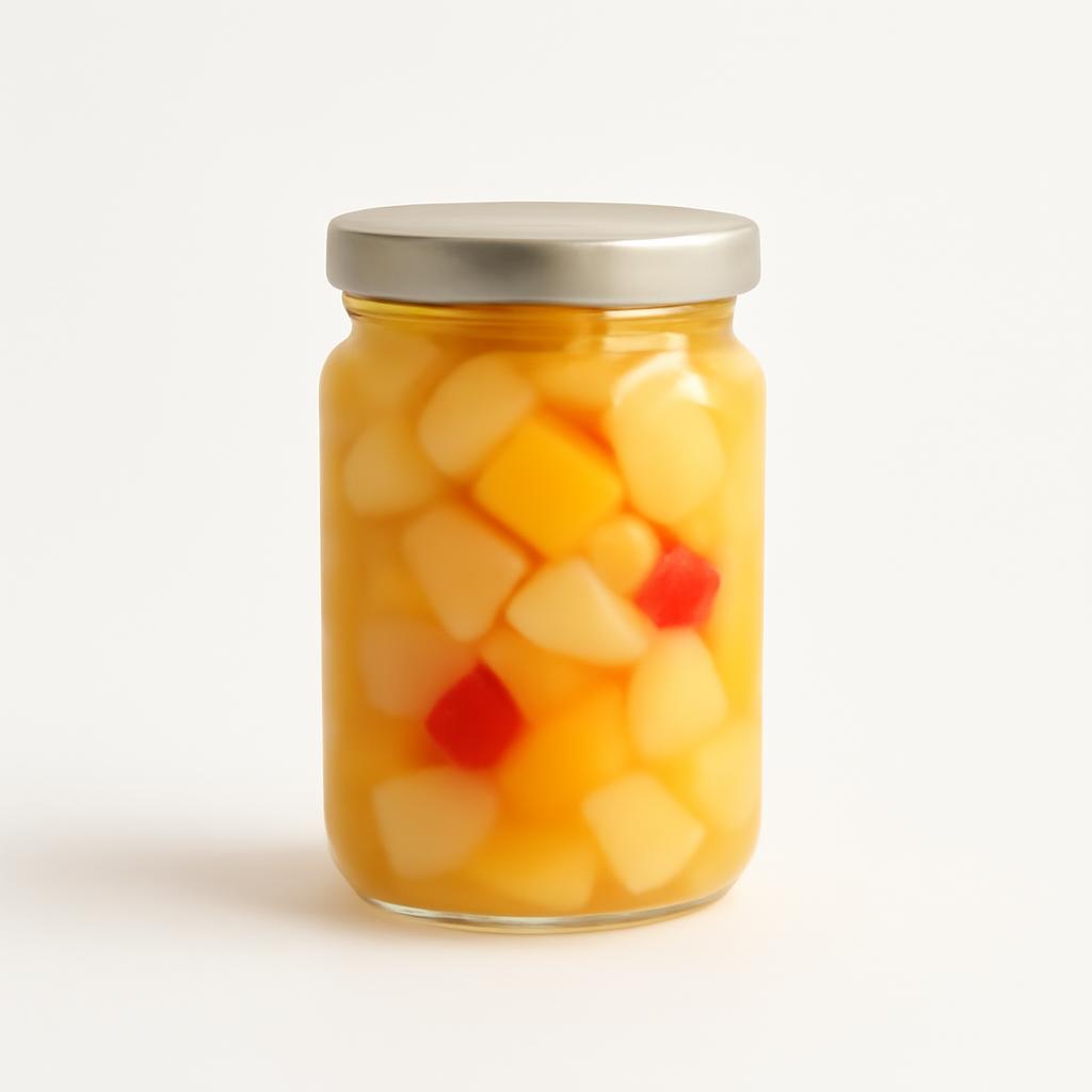 Macedonia de frutas, conserva en su jugo