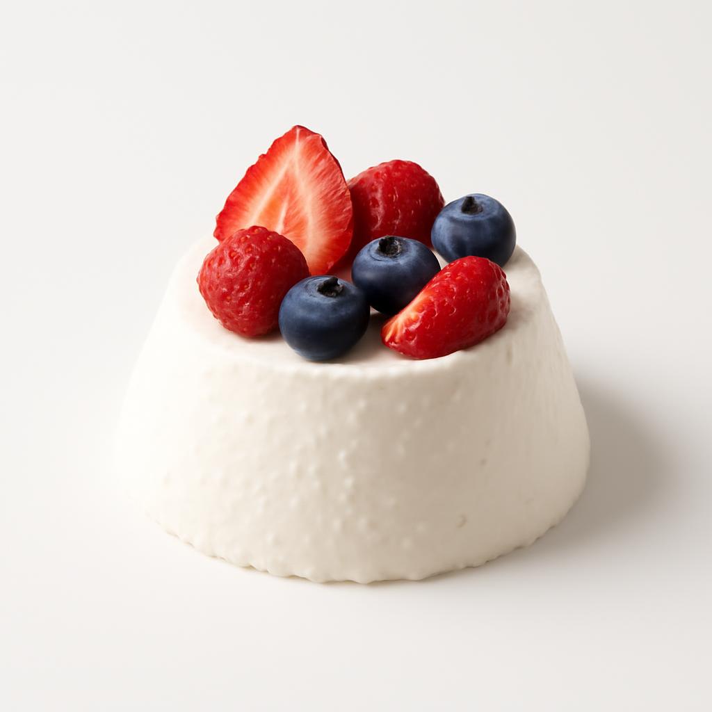 Mousse de queso fresco, con frutas