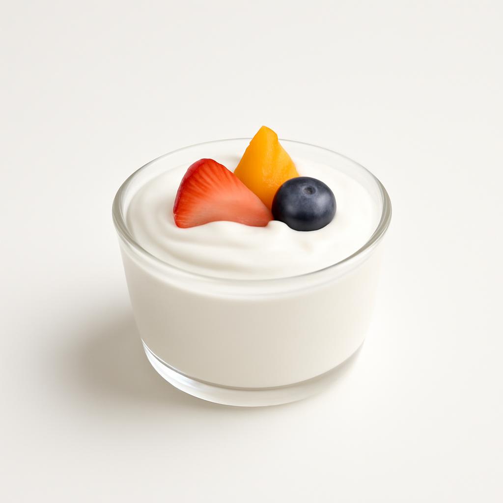 Mousse de yogur, con frutas