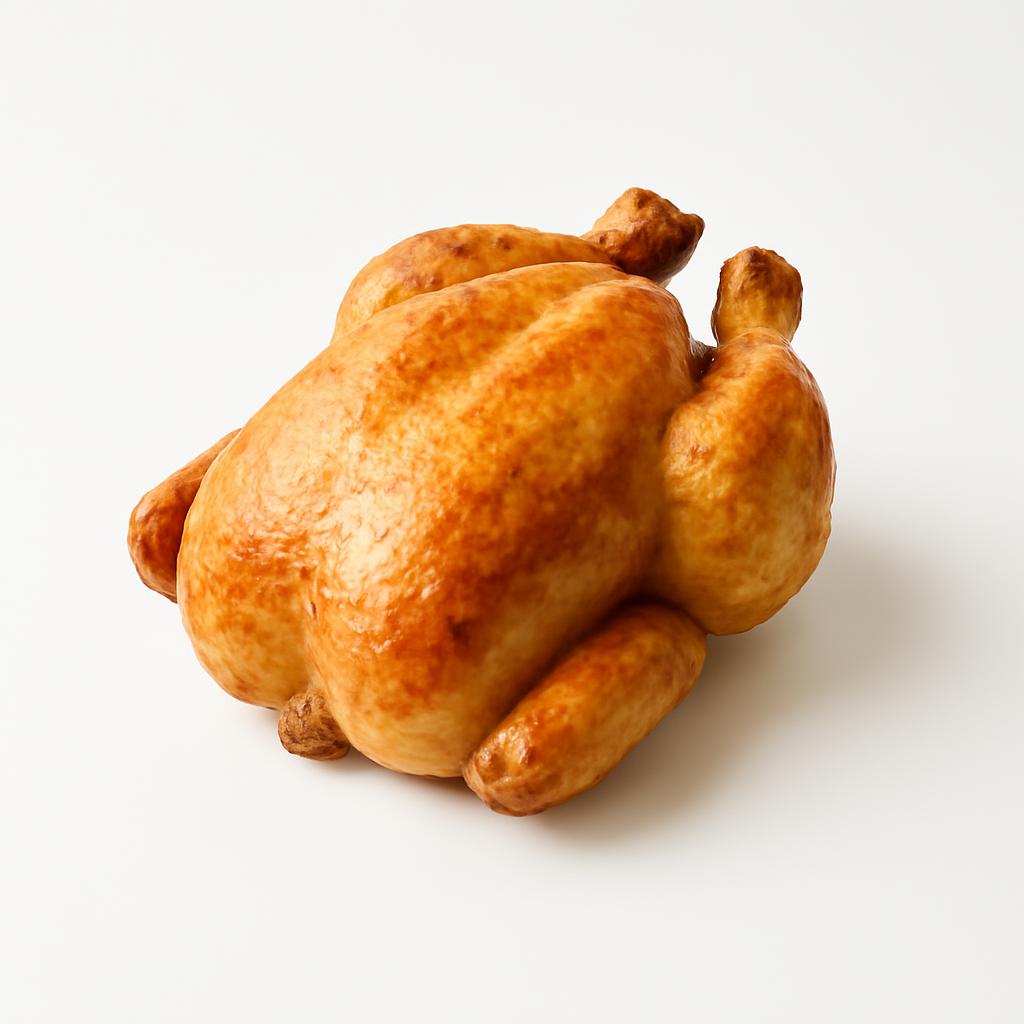 Pollo, entero, con piel, asado