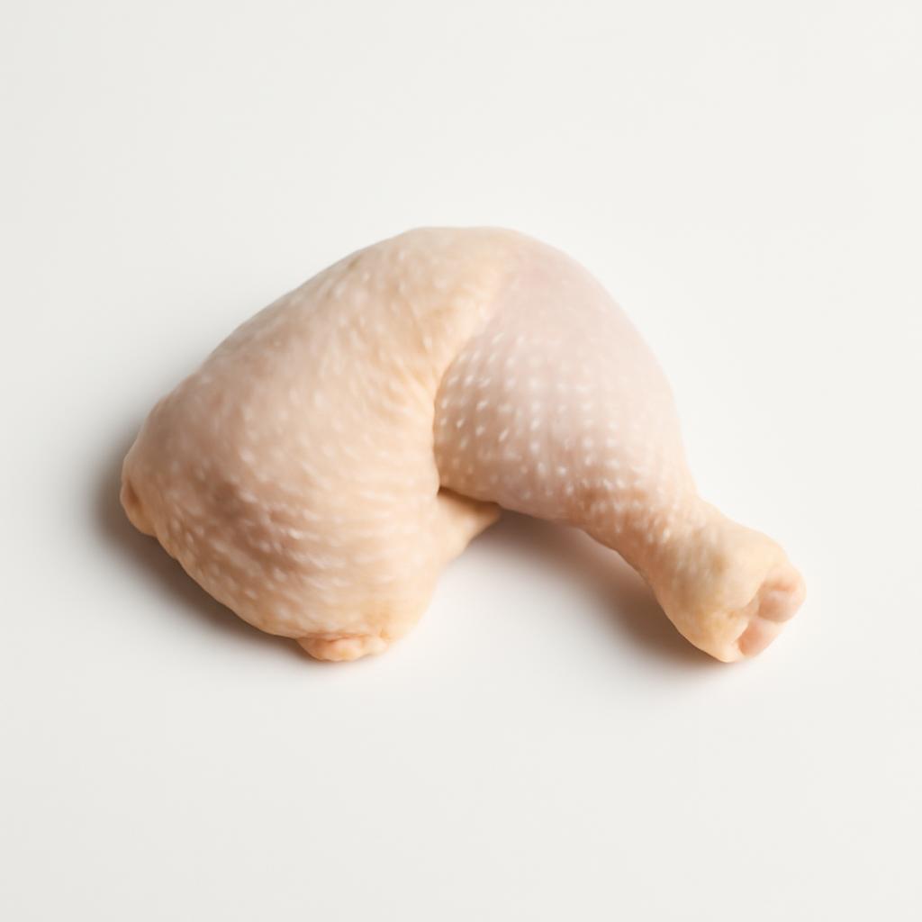 Pollo, muslo, con piel, crudo