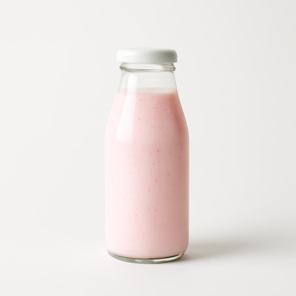 Yogur, líquido, entero, con fresas